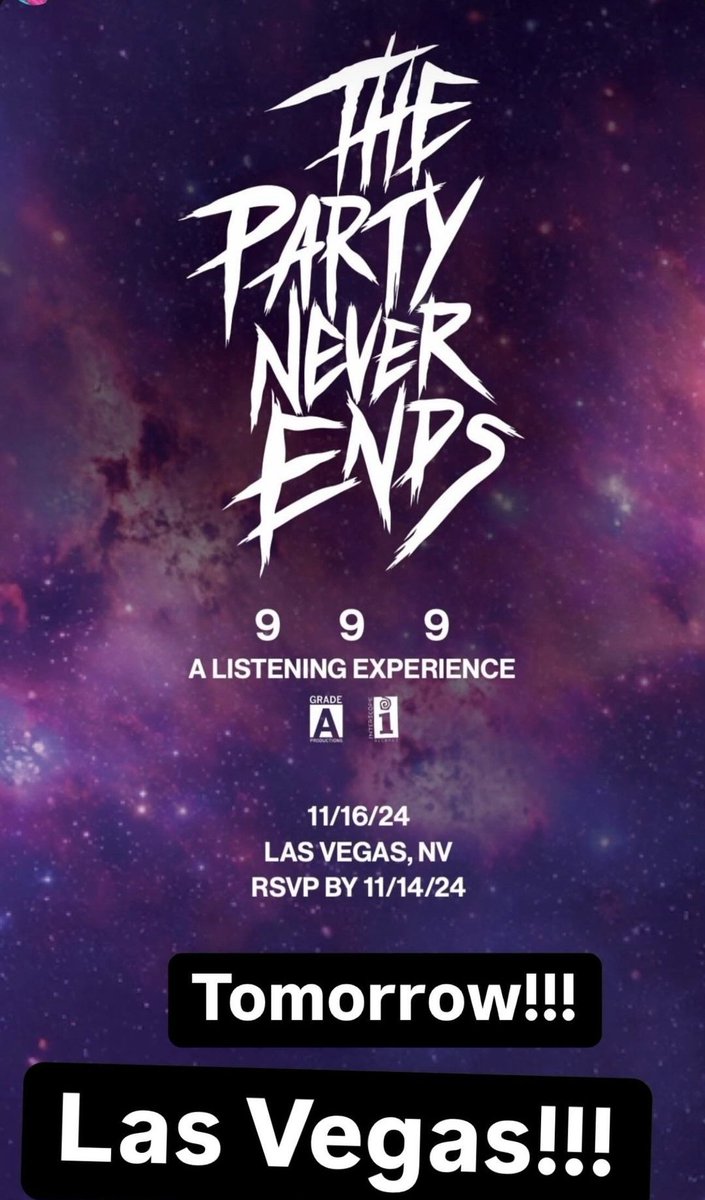 juicewrld_stats's tweet photo. - The Party Never Ends Listening Experience
- Las Vegas
- TOMORROW 🚨 https://t.co/wOJWXmF9b8