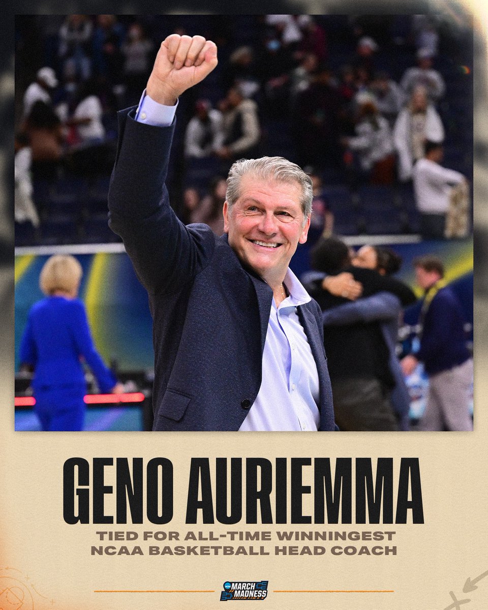 Geno Auriemma joins Tara VanDerVeer as the all-time winningest collegiate basketball head coach. 

#NCAAWBB