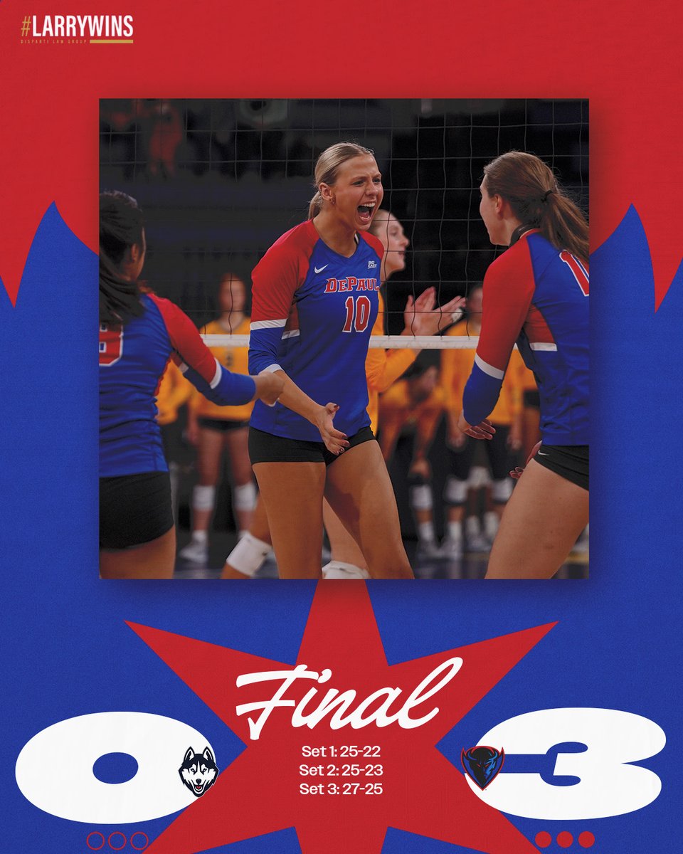 DePaul Volleyball (@depaulvball) on Twitter photo A SWEEP IN STORRS🧹
Yami earns match point for our tenth <a href="/BIGEAST/">BIG EAST Conference</a> win!
#BlueGrit🔵😈 | <a href="/DispartiLaw/">Disparti Law Group</a> A SWEEP IN STORRS🧹
Yami earns match point for our tenth <a href="/BIGEAST/">BIG EAST Conference</a> win!
#BlueGrit🔵😈 | <a href="/DispartiLaw/">Disparti Law Group</a>