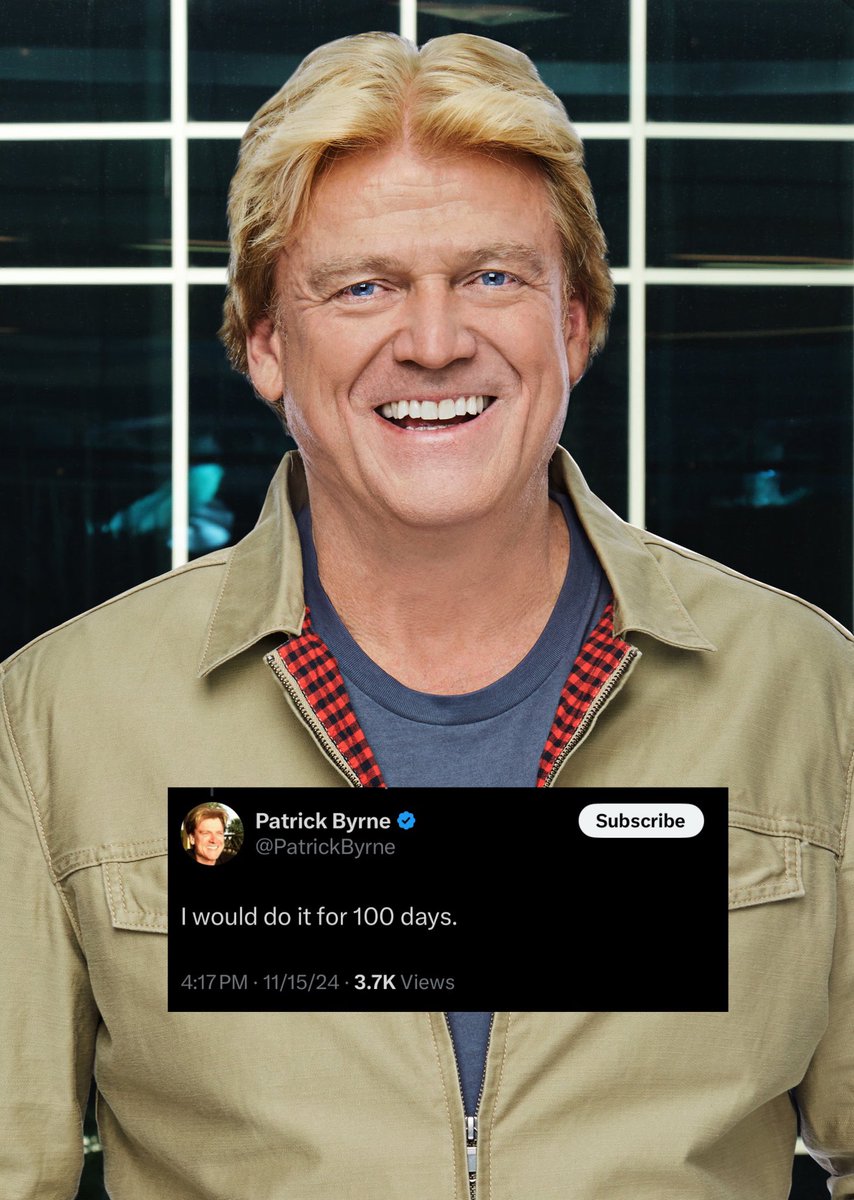 xMarketNews's tweet image. JUST IN🚨 FORMER OVERSTOCK CEO PATRICK BYRNE STATES HE WOULD TAKE AN OFFER TO BE THE SEC CHAIRMAN

X User: “We need Patrick Byrne to chair the SEC for the first 100 days of the Trump administration. That’s all the time he would need to clean it up and stop naked shorting.”