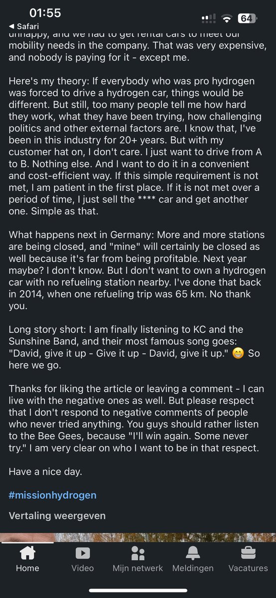 You would think I made this up but destiny brought this to my timeline. 

Ladies and gentlemen: A frustrated owner of a hydrogen car. 

How surprising, I’m shocked. What do you mean stations are closing?