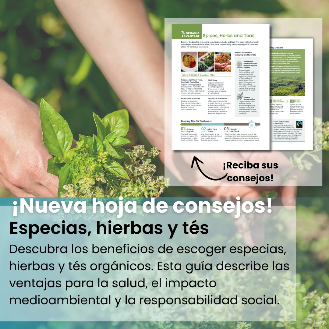 Descubre los beneficios de las especias, hierbas y tés ecológicos con nuestra NUEVA hoja de consejos. Descubra cómo la elección de productos orgánicos contribuye a la salud, al planeta y a los trabajadores agrarios.¡Descarga tu hoja de consejos ahora! bit.ly/3YJxm9M 📲