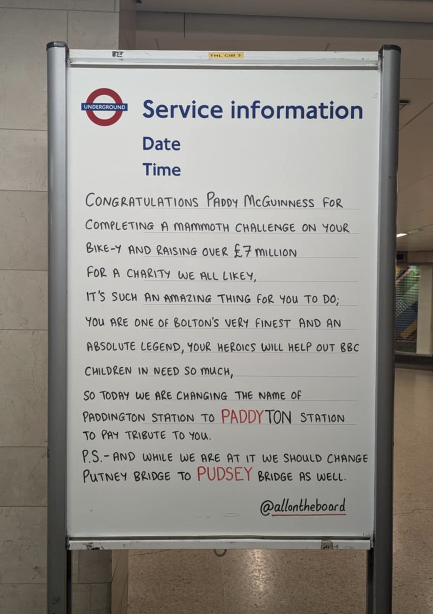 allontheboard's tweet photo. Congratulations @PaddyMcGuinness for completing your mammoth challenge and raising over £7 million for @BBCCiN along the way. You are an absolute legend. 

#PaddyMcGuinness #ChildreninNeed https://t.co/3HJxHLG083