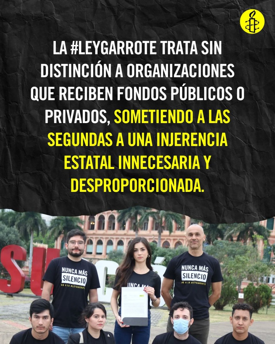 aiparaguay's tweet photo. 🕯️@santipenapy Amnistía insta a vetar el proyecto de #LeyGarrote y condenar los ataques a defensores y organizaciones de derechos humanos.
#VetoYa
#NuncaMasSilencio
NO a la #LeyGarrote https://t.co/D1amL6iiXa