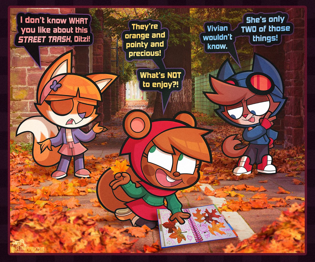 ajmarekart's tweet photo. Mitzi's "cool leaf" collecting hasn't gone unnoticed by our favorite fancy fox, Vivian.
--
Something tells me she was practicing this line in her head to make sure she got it just right. https://t.co/F9tgLB21m8