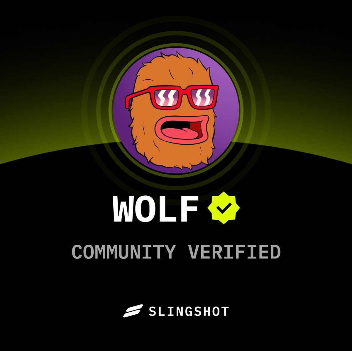 SlingshotCrypto's tweet photo. The community has voted to mark WOLF as verified ✅ on Slingshot! https://t.co/0FxHMkbcTI