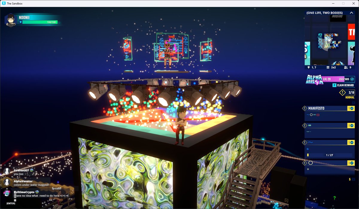 Joobjang331's tweet photo. Vibing at @agoriamusic's DJ Set in One Life, Two Bodies in @TheSandboxGame. The music is electric! 🎧🔊 https://t.co/uiIrg0eE5c #TheSandbox #AlphaSeason4 #AS4SocialChallenge https://t.co/bS4I5DLz4Z