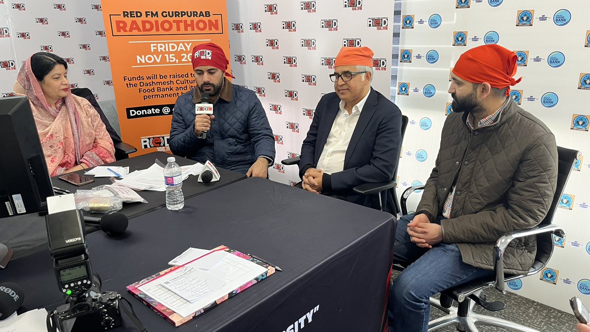 MLAs <a href="/MLAIrfanSabir/">Irfan Sabir</a> &amp; <a href="/GBrarNDP/">Gurinder Brar</a> join us at Radiothon to share their greetings on Gurupurab and ask the community to donate with open hearts.