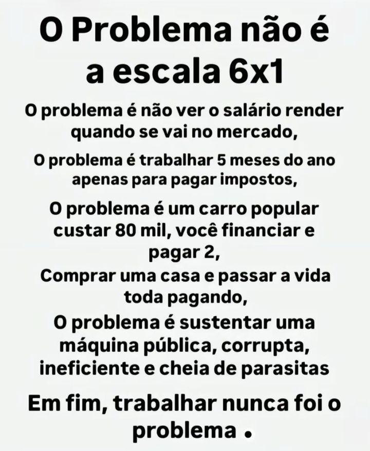 Ligia46259113's tweet photo. O sistema explora patrão e funcionários e ainda coloca um contra o outro.
O problema não é trabalhar, o problema é carregar um estado inchado nas costas. https://t.co/n6KiRkFOEL