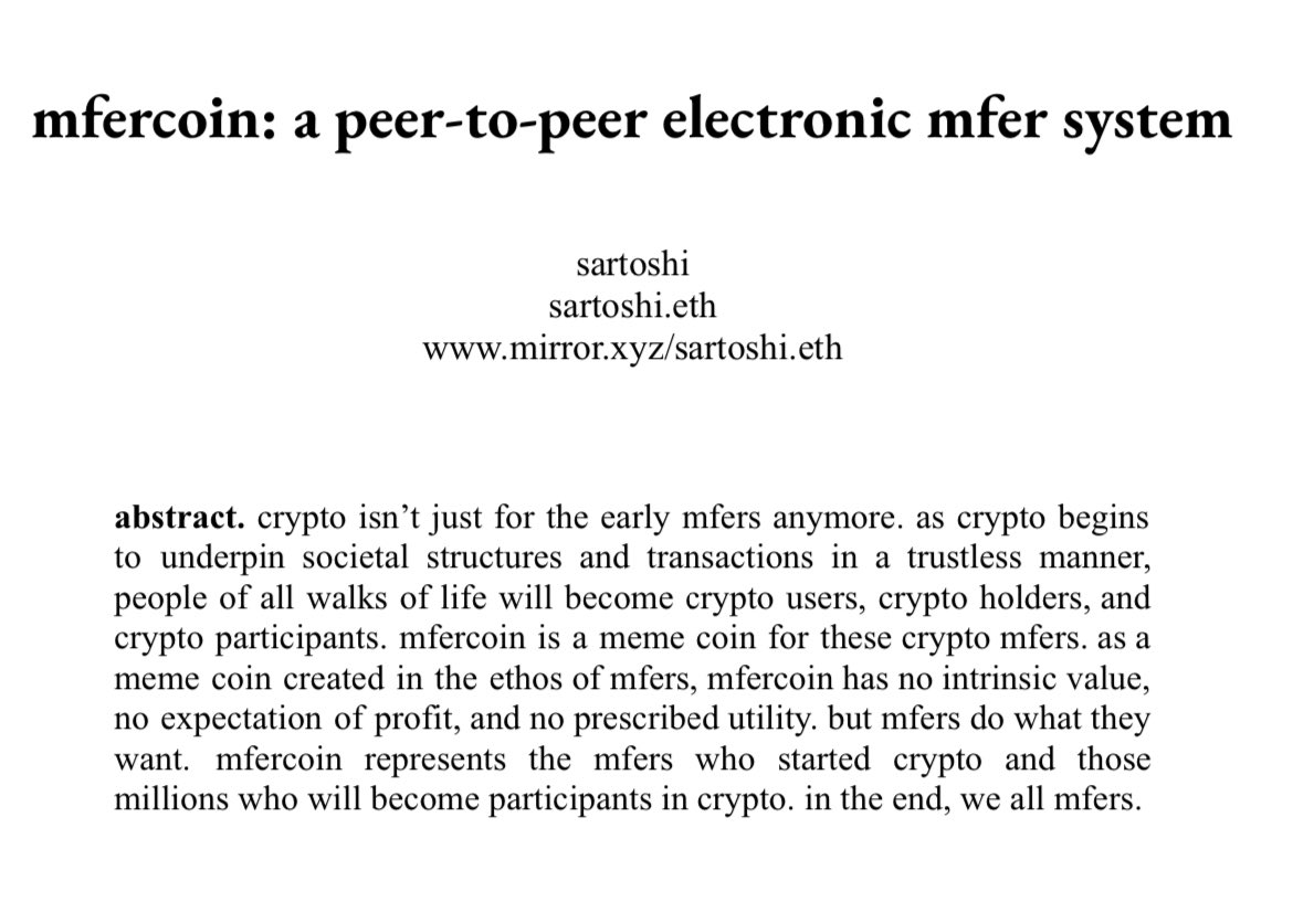 mfercoin is a no brainer entry until $500m…ill still continue holding and accumulating at that level…

but at $500m its only a 2x to a billion…which is where i believe this is going…and beyond tbh…right now its over 22x to reach a billion. 

so now is really the time to