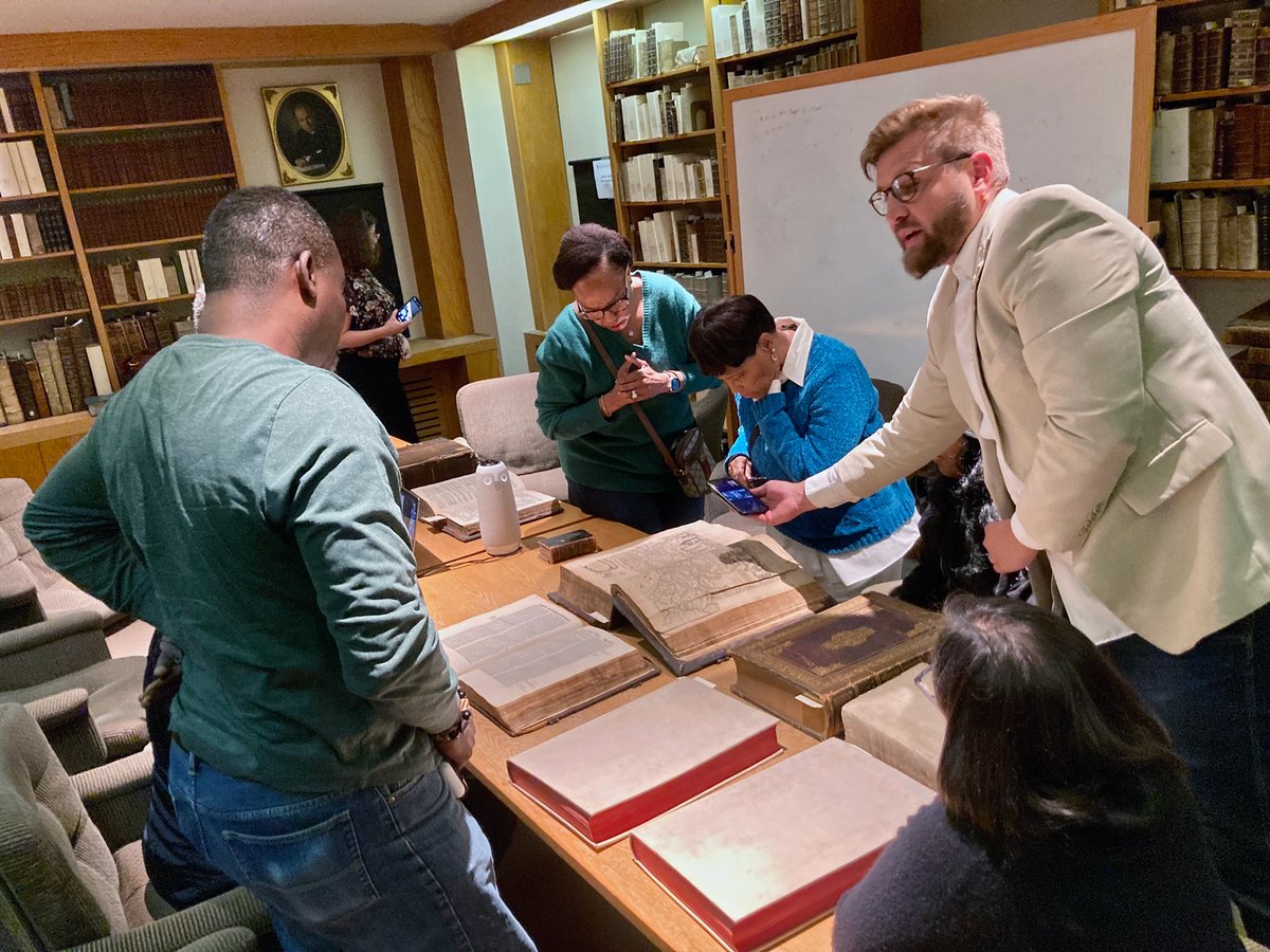 NBTS1784's tweet photo. Students recently explored some of the treasured books and manuscripts of the Gardner A. Sage Library at New Brunswick Theological Seminary. This rare book lab has been an exciting part of Dr. Nathan Jérémie-Brink’s History of Global Christianity course. https://t.co/yRAorEfkg8 https://t.co/RSmAl2whHY