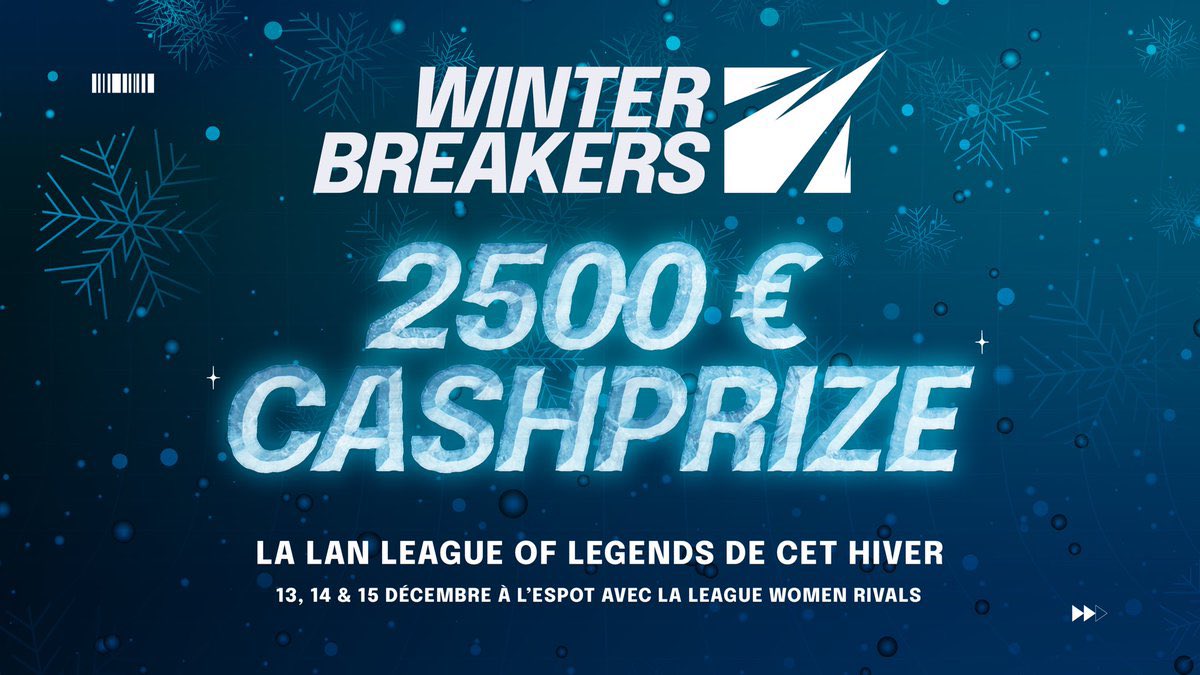 AthenaeSport_'s tweet photo. La billetterie pour la LAN Winter Breakers les 13, 14 et 15 décembre à @espotparis est ouverte. L’événement est organisé par @WomenRivals et host par @Nemari_live https://t.co/EzjqPpemga
