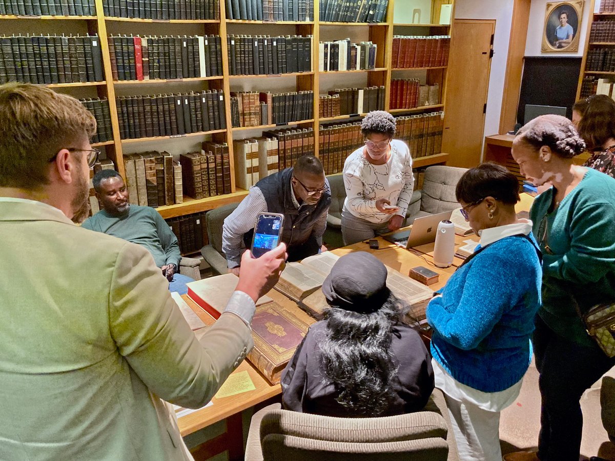 Students recently explored some of the treasured books and manuscripts of the Gardner A. Sage Library at New Brunswick Theological Seminary. This rare book lab has been an exciting part of Dr. Nathan Jérémie-Brink’s History of Global Christianity course. nbts.edu/professors-jer…