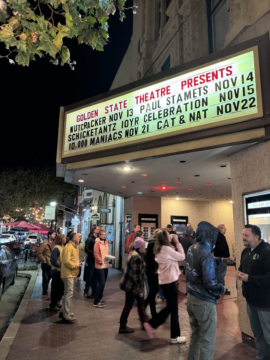PaulStamets's tweet photo. What a night! Big thanks to the 850 myconauts who came out yesterday to join me at the Golden State Theatre in Monterey. It was such a pleasure to connect with all of you and share some of the latest discoveries in the world of fungi! 🍄‍🟫 Your energy and curiosity made the evening unforgettable.