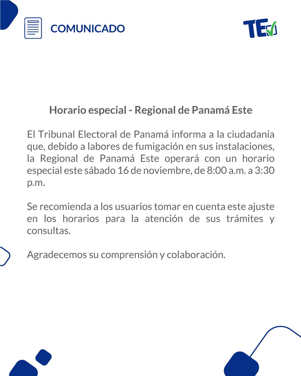 tepanama's tweet photo. 🔴ATENCIÓN: Compartimos Comunicado.

#TribunalContigo✅ https://t.co/1MELU11UHV