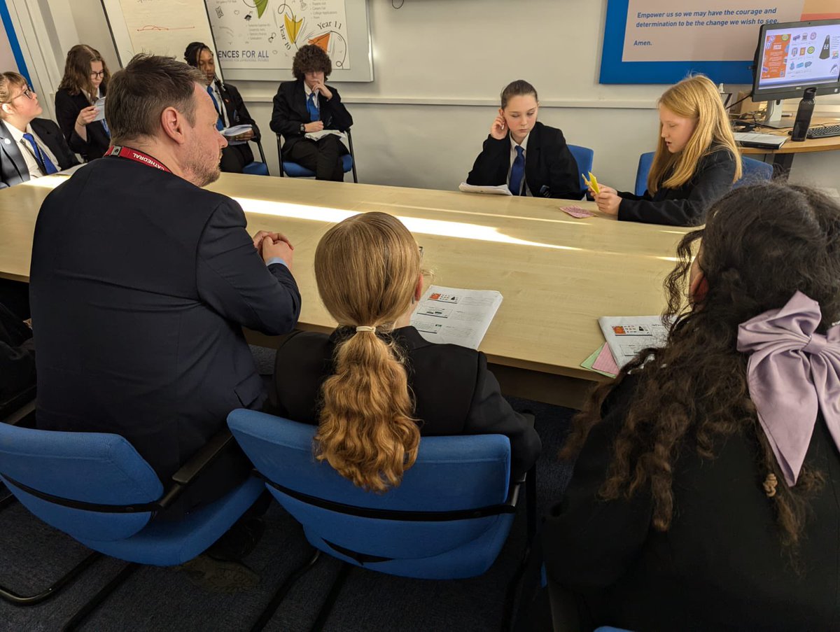 TrinityAcademyC's tweet photo. It was wonderful to have a visit from our MP @simonlightwood today who met with students from our Cathedral Citizens group and heard an inspiring presentation from our Eco Committee. The students were incredible and made us so proud. @CathedralRs https://t.co/WsElxHTd7z