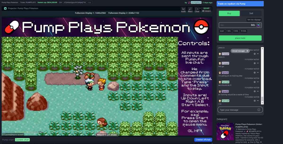 BitBoyJay's tweet photo. I've been watching this coin for a day now, and I'm surprised it's not already at a crazy floor. It really takes me back to the days of Twitch, when a creator launched something groundbreaking: TwitchPlaysPokemon. It was one of the largest online gatherings ever, where viewers worked together to play Pokémon by typing commands in the chat—one button at a time.

Reference: https://t.co/YyjjVv70HV

I always told myself that if someone ever recreated this concept in crypto, it would blow up. It seems like not enough people know about it yet or just not cultured enough in the crypto world. Well, it's here now, and it’s been live for about two days. People are already teaming up to try and beat the game on PumpFun. If the dev doesn’t rug this, I honestly think this could be some of the craziest fun tech/meta run.

https://t.co/OPIHUlNVe0

Do your own research. If you get rugged with me don't fucking come crying back 🫡