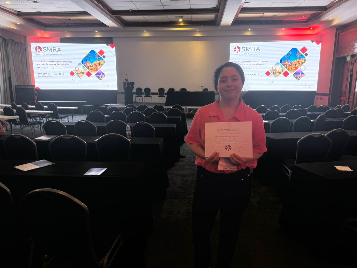 iHEALTHMilenio's tweet photo. #iHEALTH presente en la #SMRA2024

Felicitamos a Tabita Catalán (ingeniera de iHEALTH) por obtener el primer lugar en la categoría predoctoral en la SMRA 2024. https://t.co/xcNEFLu2nZ
