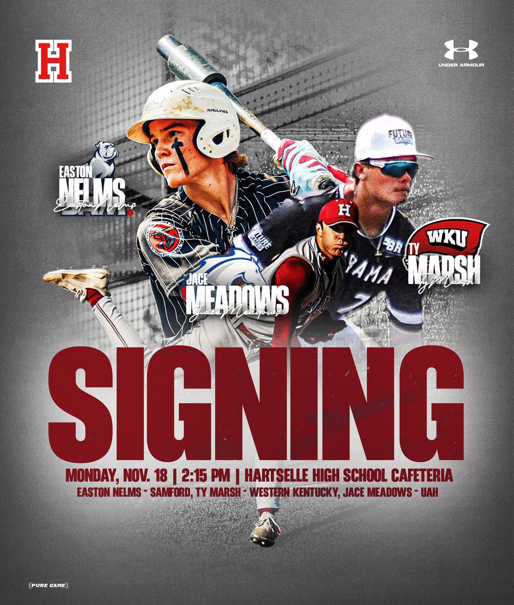 HartselleBSB's tweet photo. Join us as Easton, Ty, and Jace sign to continue their academic and athletic careers on Monday https://t.co/5AFCVcSL8z