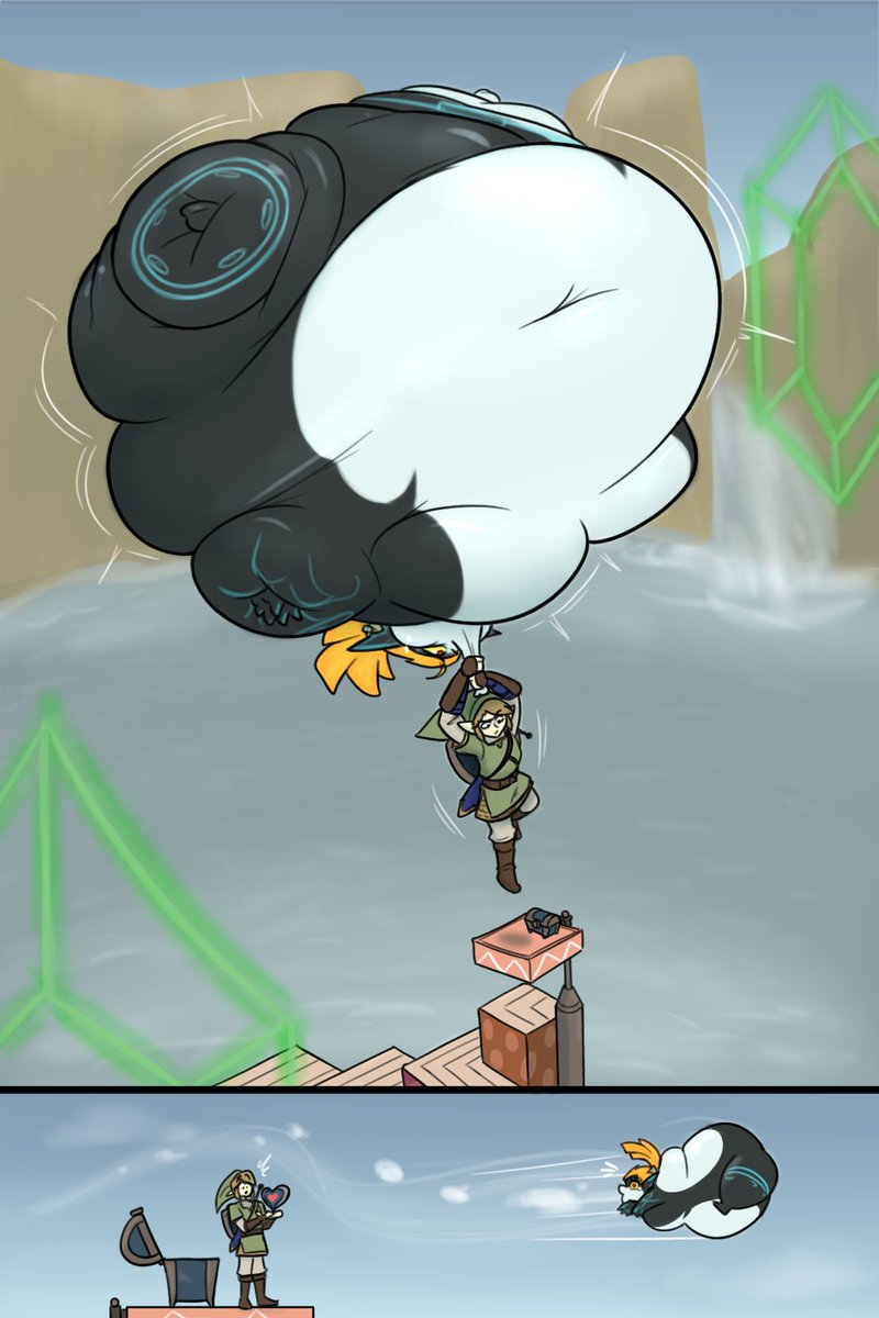 noah_buddy_art's tweet photo. July's patron-voted pic, Link trying that Flight-by-Fowl minigame but doing it in a more inventive way - rather than wrangling up some flighty fowls, he's using an improvised Imp-Balloon! Let's just hope Midna has a safe landing wherever she wizzes off to... https://t.co/xCy06pcOvB