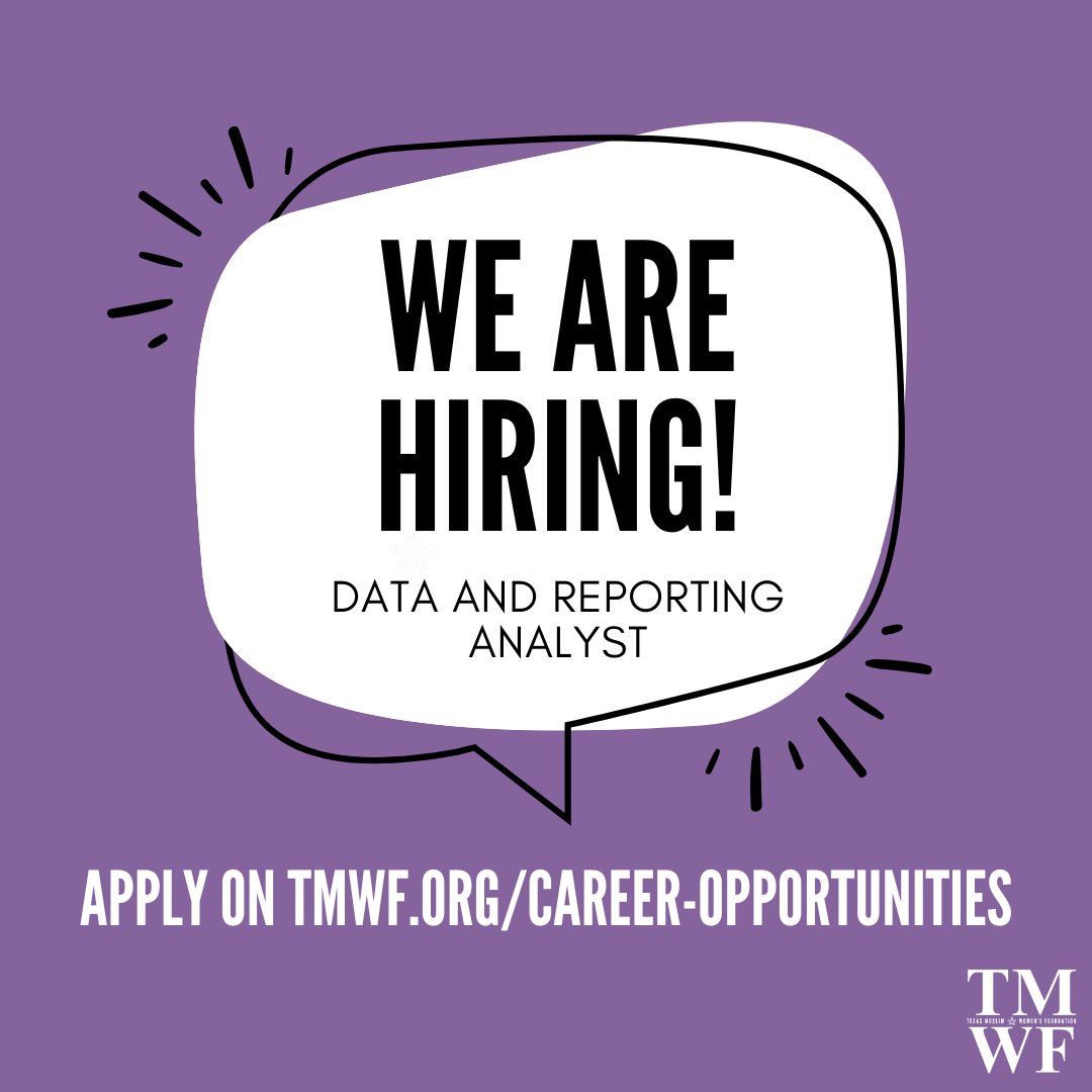 We are seeking a Data and Reporting Analyst! Join us at TMWF to be part of an amazing mission and serve your community! Access tmwf.org/career-opportu… for the full job description if you are interested in joining our team! 

#tmwf #nonprofit #jobopportunity #dataanalyst