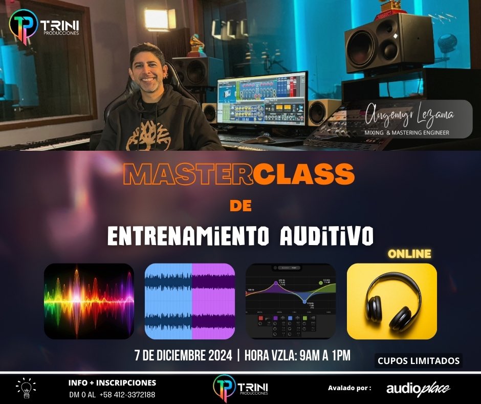 Engemyr's tweet image. Este próximo Sábado 07 de Diciembre, dictaré el Masterclass: “Entrenamiento Auditivo Online.”

Está diseñado para músicos, técnicos de audio, productores musicales y estudiantes interesados en desarrollar sus habilidades auditivas. 

Para más información:

forms.gle/THdCkZLk5Nf9Lj…