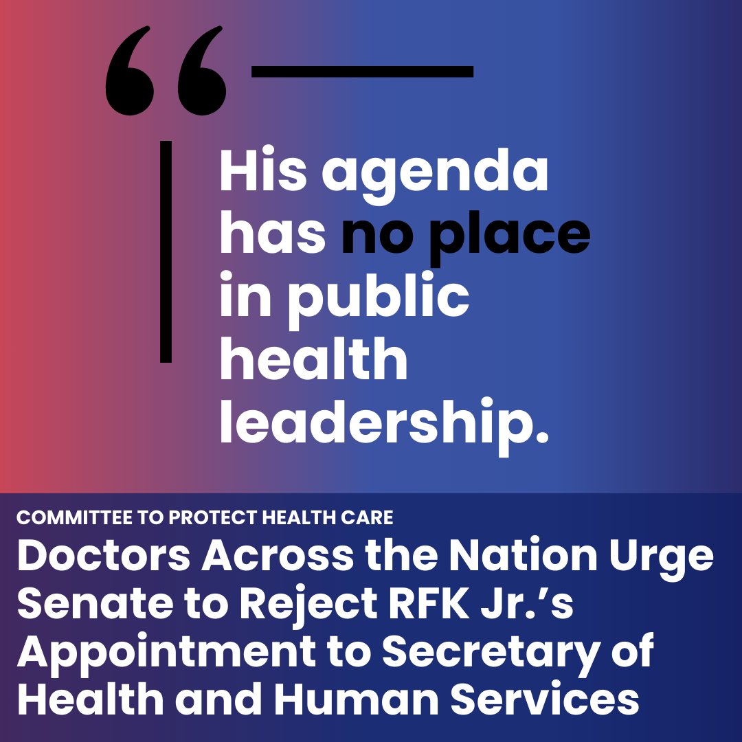 ctphealthcare's tweet photo. 🚨 Physicians, we need you.
The health of millions of Americans is at risk. RFK Jr. has spread dangerous disinformation for decades, undermining vaccines, science, &amp; public health.  

Sign our letter calling on the Senate to reject his appointment as Secretary of HHS. 

Link👇 https://t.co/dUxuPE4vsB
