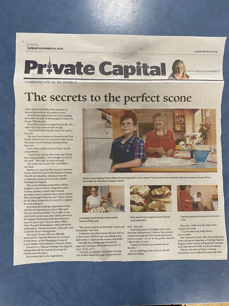 CBRFoodie's tweet photo. Registration desk is now open for the #Canberra #SCONE-OFF! AND the awesome team of ladies led by Frances Noble is already in the kitchen about to start baking some delicious #Scones to serve with Australia’s Best-Value #DevonshireTea - only $5. #KippaxMarketplace 9am-1pm today! https://t.co/S9mZafCH5t