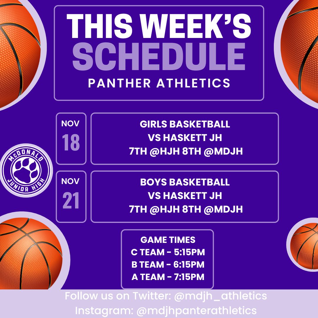 MDJH_Athletics (@mdjhathletics) on Twitter photo Stop by and watch some basketball this week before we go on break! <a href="/MDJH_Panthers/">McDonald Junior High School</a> <a href="/MdjhAthletics/">MDJH_Athletics</a> Stop by and watch some basketball this week before we go on break! <a href="/MDJH_Panthers/">McDonald Junior High School</a> <a href="/MdjhAthletics/">MDJH_Athletics</a>