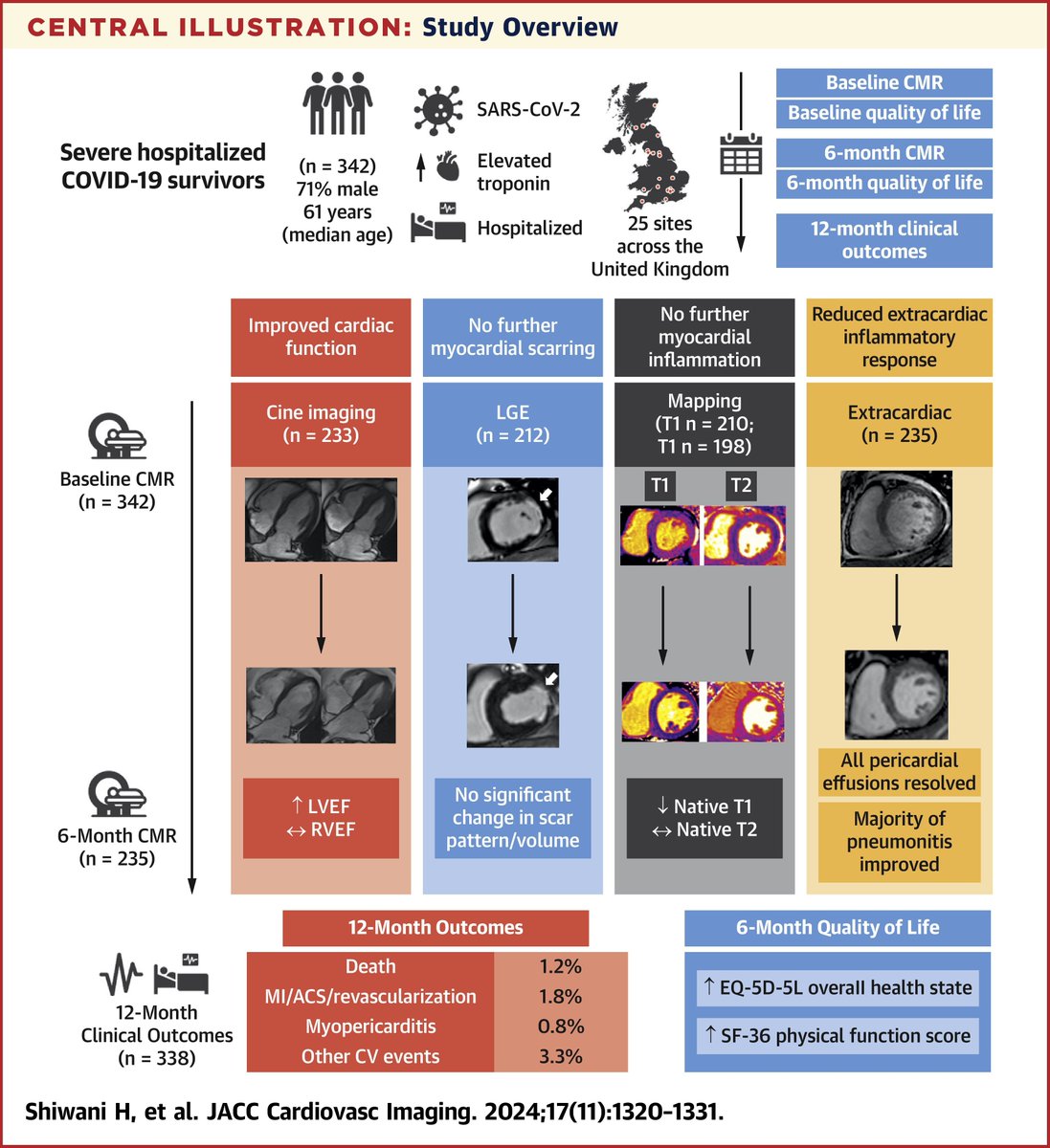 JACC Journals (@jaccjournals) on Twitter photo In 342 hospitalized pts w/ #COVID19 & elevated #troponin, #whyCMR at 6 mo showed nonprogressive findings. At 12 mo, #QoL improved w/ low #MACE. bit.ly/3Ct7c3G
#JACCIMG #cvImaging <a href="/chiarabd/">C Bucciarelli-Ducci</a> <a href="/ColinBerryMD/">Colin Berry</a> <a href="/pswoboda81/">peter swoboda</a> <a href="/EylemLevelt/">Eylem Aslan-Levelt</a> <a href="/DrAndrewLin/">Andrew Lin</a> <a href="/MayooranShan/">Mayooran Shan</a> In 342 hospitalized pts w/ #COVID19 & elevated #troponin, #whyCMR at 6 mo showed nonprogressive findings. At 12 mo, #QoL improved w/ low #MACE. bit.ly/3Ct7c3G
#JACCIMG #cvImaging <a href="/chiarabd/">C Bucciarelli-Ducci</a> <a href="/ColinBerryMD/">Colin Berry</a> <a href="/pswoboda81/">peter swoboda</a> <a href="/EylemLevelt/">Eylem Aslan-Levelt</a> <a href="/DrAndrewLin/">Andrew Lin</a> <a href="/MayooranShan/">Mayooran Shan</a>