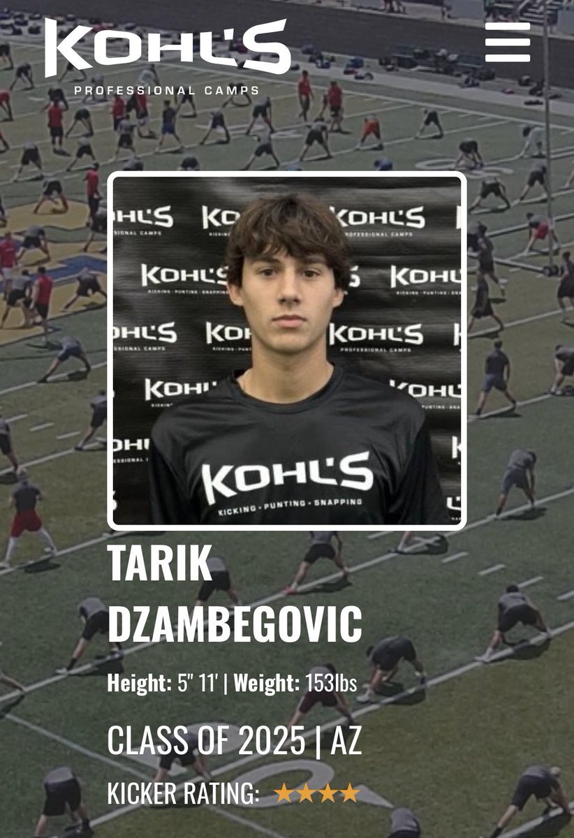 Any coaches looking for a 2025 kicker check out this Kohl’s rated four-star kicker <a href="/TarikDzam/">Tarik Dzambegovic</a> ! 3.8 GPA 

hudl.com/v/2QEgKu