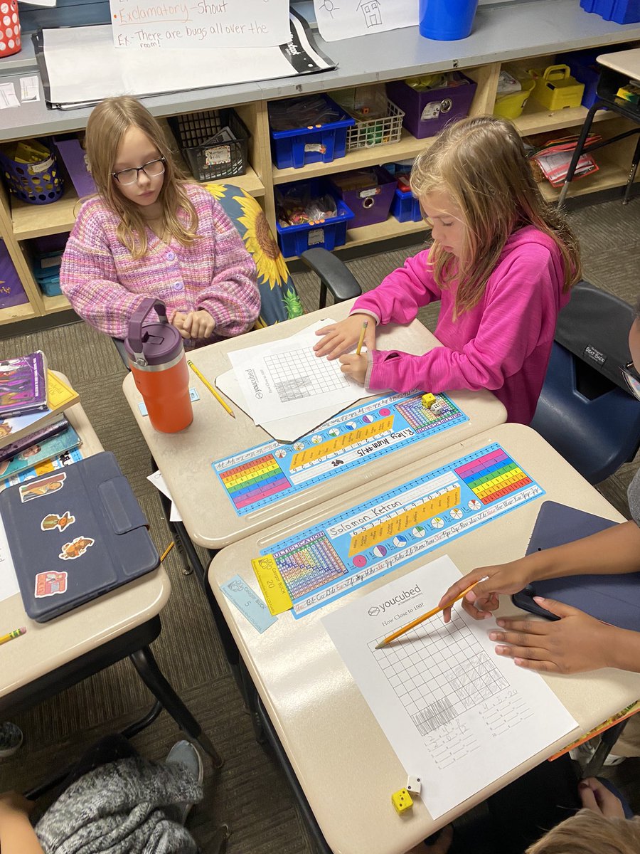 HillmanClass's tweet photo. It was a mathematical day at JBS. Ms. Dickey’s mathematicians had fun seeing who can get closest to 100 with multiplication arrays while Mrs. King’s 3rd graders created and wrote their very own Esti-Mysteries. @JBS_Principal @juliedickey @Thirdgrade143 https://t.co/P89H2FdyQK