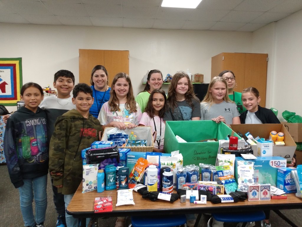 The Walt Disney Student Council and Office Staff collected items to be donated
to the Military Mom &amp; Wives organization. Way to go Ms. Roach and  Wildcats! #AlvinISD