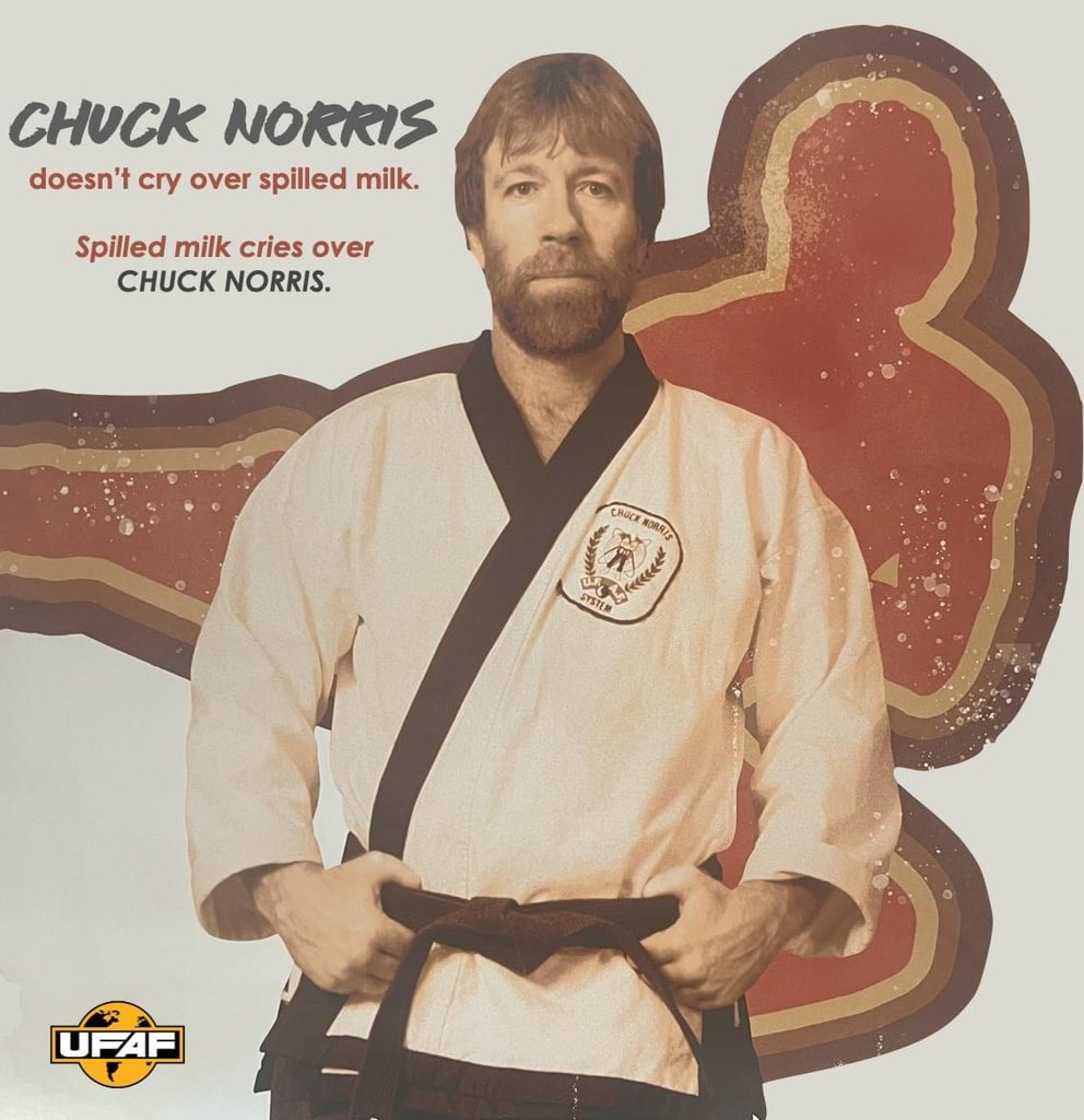 ufaforg's tweet photo. A little humor to end the week.

#UFAF #UFAFNation #ChuckNorrisJokes #ChuckNorris #ChuckNorrisFunFactFridays https://t.co/ZO7uTEjOgW