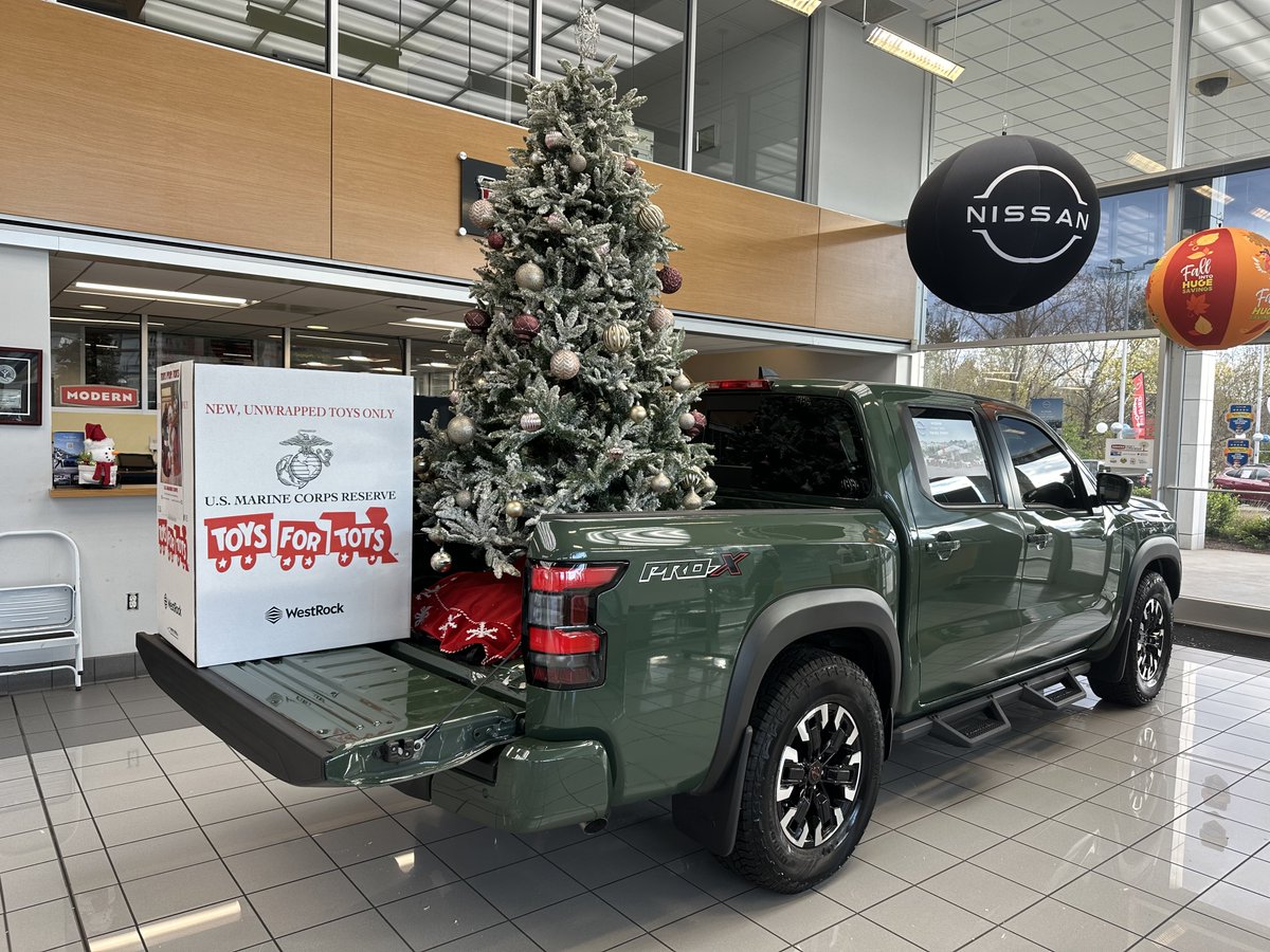 ModernNissan's tweet photo. Come see us at Modern Nissan as we give back to the community. We're accepting new, unwrapped toys to help children in our community have the holiday they deserve. Toys For Tots drop-off area will be available through December 15. https://t.co/XxiDuLO5Qr
