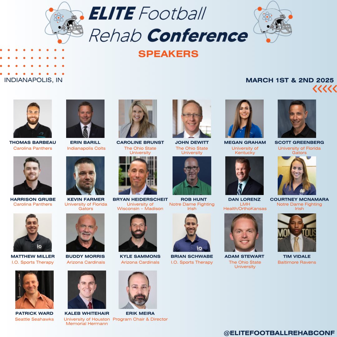 𝗞𝗮𝗹𝗲𝗯 𝗪𝗵𝗶𝘁𝗲𝗵𝗮𝗶𝗿 (@kwhitehair_dpt) on Twitter photo Thrilled to be part of this incredible lineup of experts at the Elite Football Rehab Conference in Indy during the NFL Combine! Honored to share insights alongside <a href="/kcrehabguy/">Dan Lorenz</a> on overhead & bench press progressions following Pec Major repair, Remplissage, and Latarjets. Thrilled to be part of this incredible lineup of experts at the Elite Football Rehab Conference in Indy during the NFL Combine! Honored to share insights alongside <a href="/kcrehabguy/">Dan Lorenz</a> on overhead & bench press progressions following Pec Major repair, Remplissage, and Latarjets.