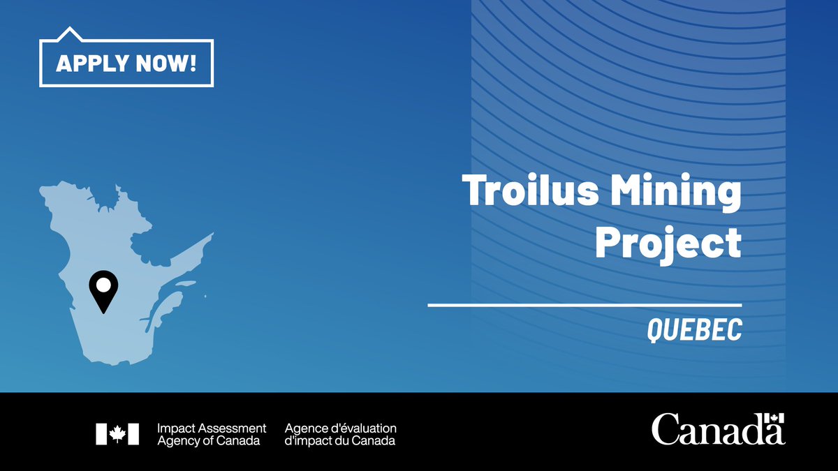 iaac_aeic's tweet image. You may be eligible for funding to participate in the #ImpactAssessment for the proposed #Troilus Mining Project located north of Chibougamau, #Quebec.

Apply by December 2. 👉
iaac-aeic.gc.ca/050/evaluation…