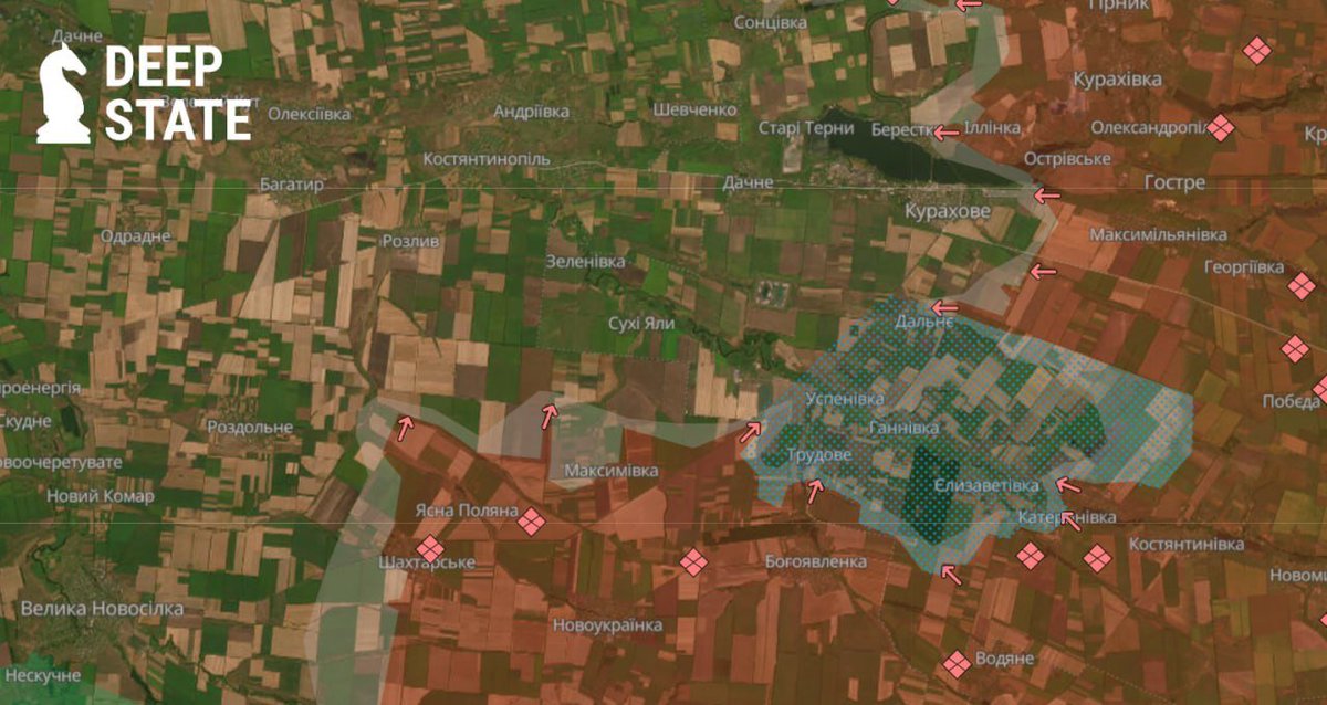 Deepstate_UA's tweet image. 🏚 Ситуація навколо Курахового
Продовжується тиск противника з північної, південної та східної сторін:
🟡На північ від міста кацапи не зупиняються у своїх спробах закріпитися в селі Сонцівка та повністю його зайняти. Дотискають вони і Новоселидівку, але найбільша увага…