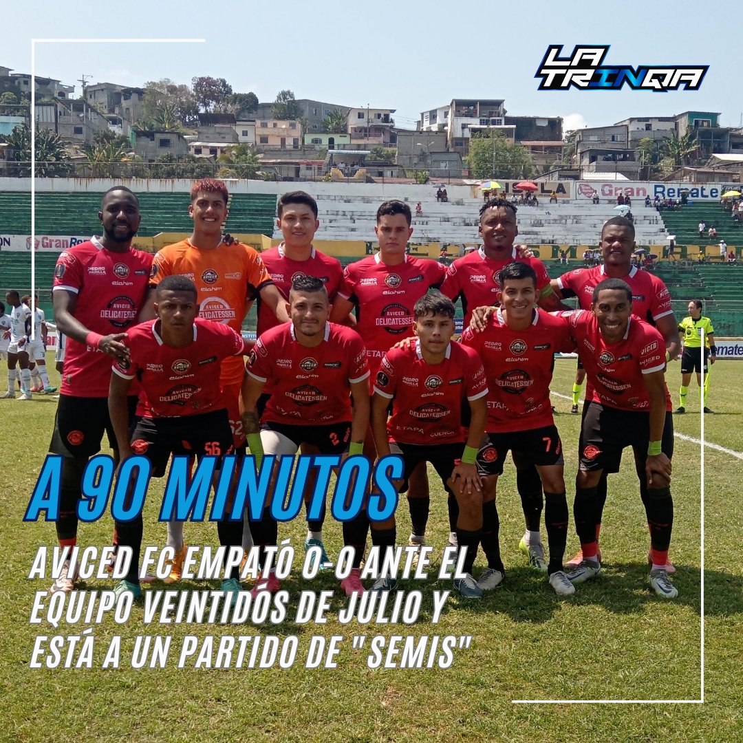 Este viernes 15 de noviembre, Aviced FC igualó 0-0 con el cuadro de Veintidos de Julio, en el partido de ida de los cuartos de final del Campeonato Nacional de Ascenso disputado en el estadio Folcker Anderson, de Esmeraldas.

El partido de vuelta será el próximo viernes 22.