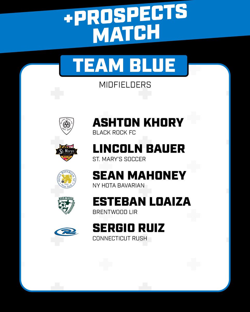 capelli_s_plus's tweet photo. ◼️ ◼️ ◼️ ◼️ +Prospects Match | Team Blue

Congratulations to the players selected to compete at the Capelli Sport+ Northeast Showcase ➕Prospects Match!

🟦 Hamish Riddell of @BlackRock_FC
🟦 Kevin Podgorni of @ProStarsFC
🟦 Leart Nura of @Oakville_Soccer
🟦 Ryan Pinkel of @St_Marys_Soccer
🟦 Diego Argueta of Brentwood Long Island Rush
🟦 Max Fleischer of @CSAForeverGreen
🟦 Ashton Khoury of @BlackRock_FC
🟦 Lincoln Bauer of @St_Marys_Soccer
🟦 Sean Mahoney of NY Hota Bavarian
🟦 Esteban Loaiza of Brentwood Long Island Rush
🟦 Sergio Ruiz of @ConnecticutRush
🟦 Maddox Ward of @pipeline_soccer
🟦 Mario Guerrero of @lislammers
🟦 Daniel Glenney of @ConnecticutRush
🟦 Zydan Naseeb of @Oakville_Soccer
🟦 Logan Mesics of @lvu_rush
🟦 Mason Schuler of @CSAForeverGreen
🟦 Austin Sheehan of NY Hota Bavarian

#capellisport #capellisportplus #playforward #capellisportshowcase #plusprospectsmatch