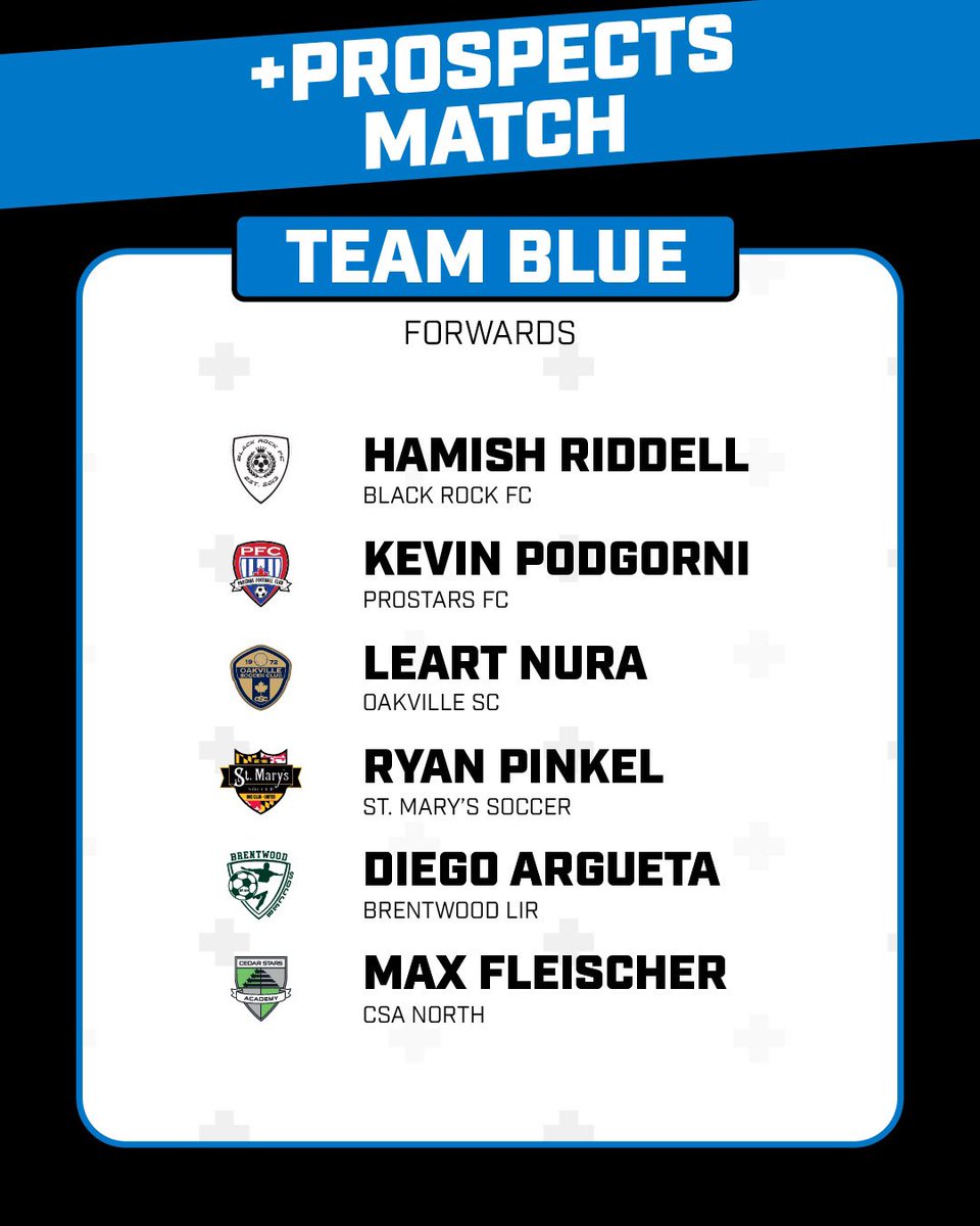 capelli_s_plus's tweet photo. ◼️ ◼️ ◼️ ◼️ +Prospects Match | Team Blue

Congratulations to the players selected to compete at the Capelli Sport+ Northeast Showcase ➕Prospects Match!

🟦 Hamish Riddell of @BlackRock_FC
🟦 Kevin Podgorni of @ProStarsFC
🟦 Leart Nura of @Oakville_Soccer
🟦 Ryan Pinkel of @St_Marys_Soccer
🟦 Diego Argueta of Brentwood Long Island Rush
🟦 Max Fleischer of @CSAForeverGreen
🟦 Ashton Khoury of @BlackRock_FC
🟦 Lincoln Bauer of @St_Marys_Soccer
🟦 Sean Mahoney of NY Hota Bavarian
🟦 Esteban Loaiza of Brentwood Long Island Rush
🟦 Sergio Ruiz of @ConnecticutRush
🟦 Maddox Ward of @pipeline_soccer
🟦 Mario Guerrero of @lislammers
🟦 Daniel Glenney of @ConnecticutRush
🟦 Zydan Naseeb of @Oakville_Soccer
🟦 Logan Mesics of @lvu_rush
🟦 Mason Schuler of @CSAForeverGreen
🟦 Austin Sheehan of NY Hota Bavarian

#capellisport #capellisportplus #playforward #capellisportshowcase #plusprospectsmatch