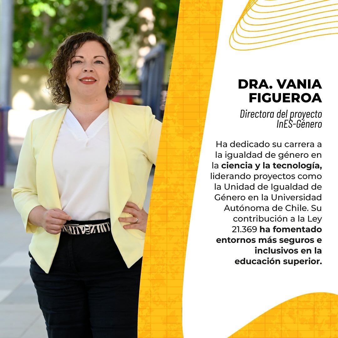 #50Genias | En la categoría Mujeres en STEM, la Dra. <a href="/VaniaFigueroaI/">Vania Figueroa Ipinza</a>, directora de la Unidad de Igualdad de Género de la Vicerrectoría de Investigación y Doctorados (UI-VRID), ha sido distinguida por su liderazgo y compromiso constante con la igualdad de género en las ciencias.