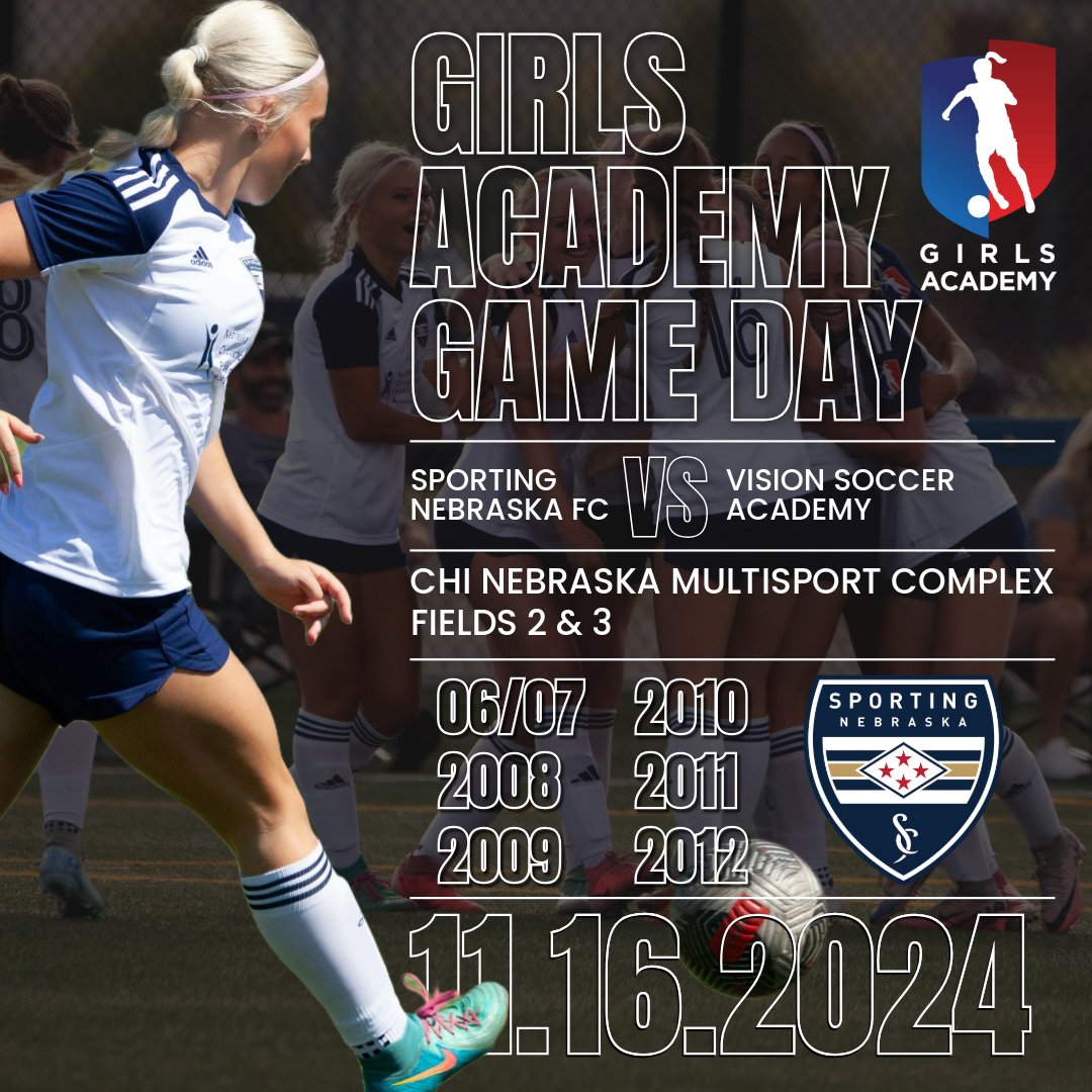 SportingNEGirlsGA (@snfcgirlsga) on Twitter photo Last home conference games for the 2024 year! Come join us tomorrow at the <a href="/NE_MultiSport/">Nebraska MultiSport Complex</a> as we take on <a href="/VisionSoccer/">Vision Soccer Academy</a>! Game schedule below ⬇️
<a href="/GAcademyLeague/">Girls Academy</a> <a href="/SportingNE_FC/">SportingNebraskaFC</a> Last home conference games for the 2024 year! Come join us tomorrow at the <a href="/NE_MultiSport/">Nebraska MultiSport Complex</a> as we take on <a href="/VisionSoccer/">Vision Soccer Academy</a>! Game schedule below ⬇️
<a href="/GAcademyLeague/">Girls Academy</a> <a href="/SportingNE_FC/">SportingNebraskaFC</a>