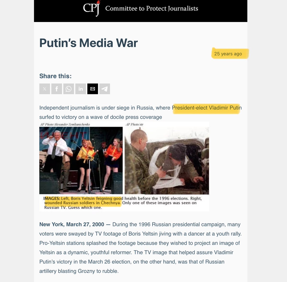 jimstewartson's tweet image. Vladimir Putin engineered his own election by bombing civilian buildings. blaming it on the Chechyans and pretending to be the strong man who would save Russia from the perils of liberal democracy.

Check the date.
When Putin gets power he does not let go.
This is us now.…