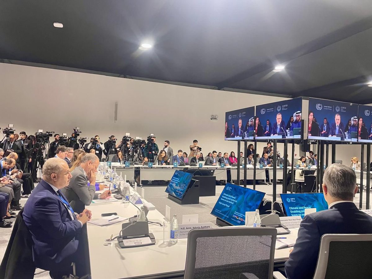 ahmedabdelatif_'s tweet photo. Pleased to attend today the @COP29_AZ High-level panel on “Climate & Peace” & to witness the launch of the #BakuCall (#BCCAP) & Baku Hub. Also grateful for the recognition of #CCCPA’s contributions to advance this agenda by @eiskandarov during panel. Exciting work ahead ! https://t.co/VSg5Ik0Rhk