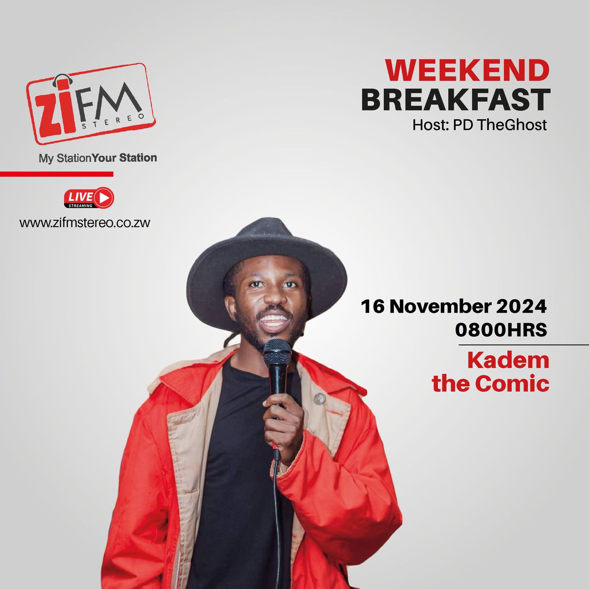 PdTheGhost's tweet photo. Got @kademthecomic on breakfast and also speak to @AsaphAfrika
#BreakfastTheRightWay @ZiFMStereo 6/10am https://t.co/rYp2a4YDcx