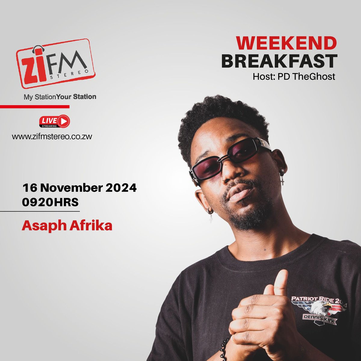 PdTheGhost's tweet photo. Got @kademthecomic on breakfast and also speak to @AsaphAfrika
#BreakfastTheRightWay @ZiFMStereo 6/10am https://t.co/rYp2a4YDcx