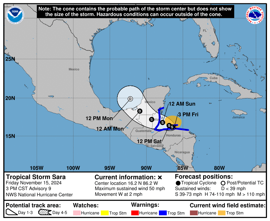 LimWeather's tweet photo. 50mph #Sara in #Honduras
ALL interests there should have finished preps for life threatening #Flooding rains/#Mudslide #Belize,#Guatemala,#Yucatan,#Mexico interests to watch closely #Wxtwitter #Wxx #Tropicswx #HurricaneSeason #HurricaneSeason2024 #TropicalstormSara #Tropicalstorm https://t.co/vE5w98bTNm