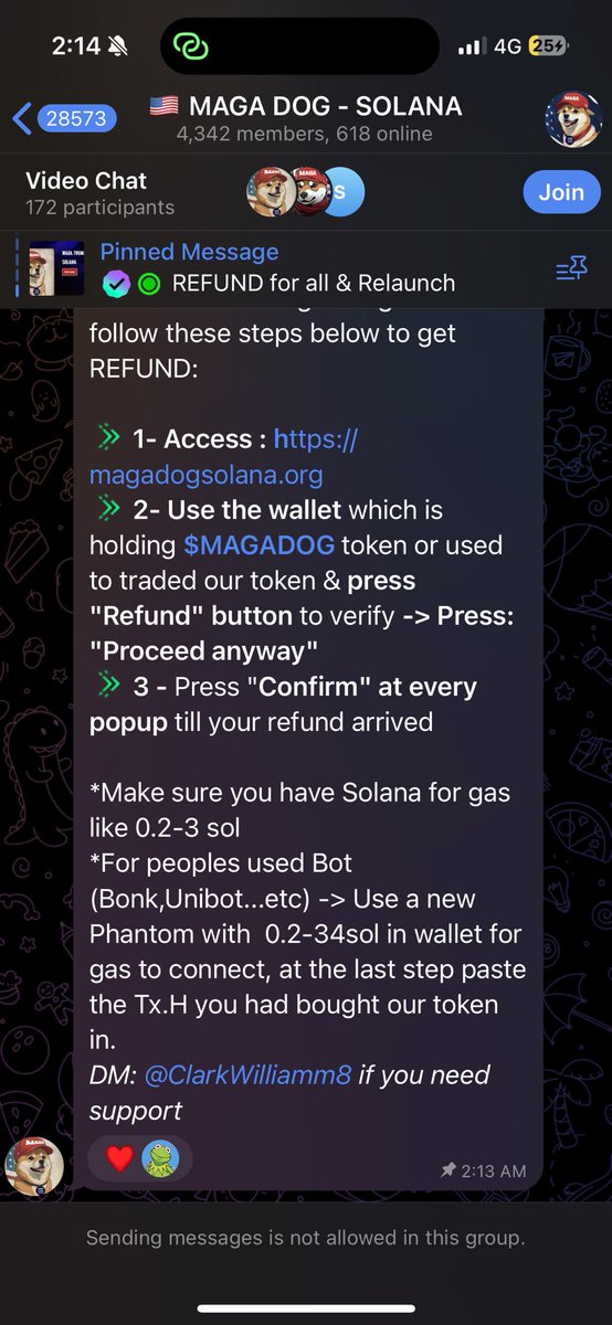 radaudioman's tweet photo. @AmericaF1rst24 @MagaDog_Solana #MAGADOG $MAGADOG itโs a nasty . scam. lost thousands on the fake launch and THEN WORSE โ refundโ that empties your wallet https://t.co/Bn7nwg6Tkp