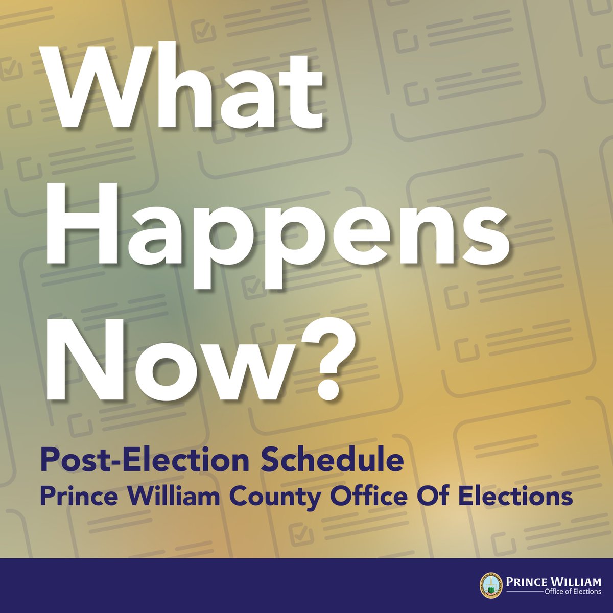 PWCVotes's tweet photo. The PWC Electoral Board has verified all election results for Prince William County. Town contests are now certified. The certification of all federal contests rests with the state pending the completion of a risk-limiting audit next week. https://t.co/BeCsCAJ5ND